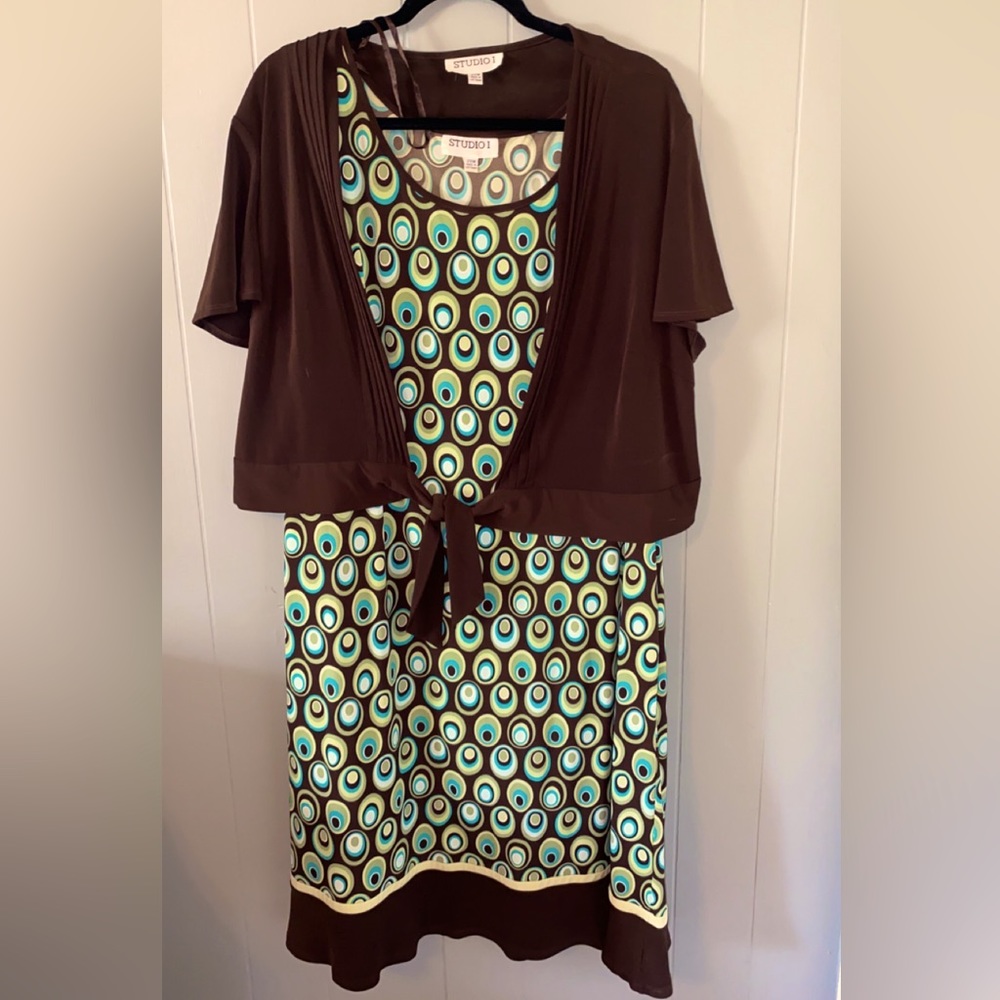 Studio 1 Green Brown dress with jacket